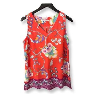 Violet & Claire Red Graphic Blouse with Relaxed Fit M